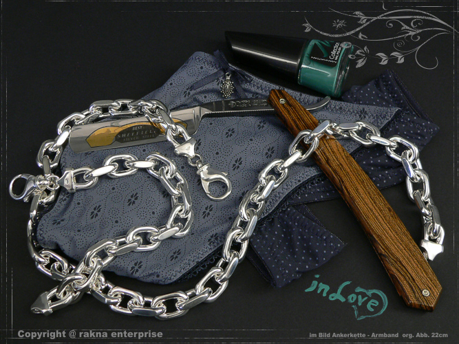 Anchor Chain Bracelet 925 sterling silver 12mm  solid