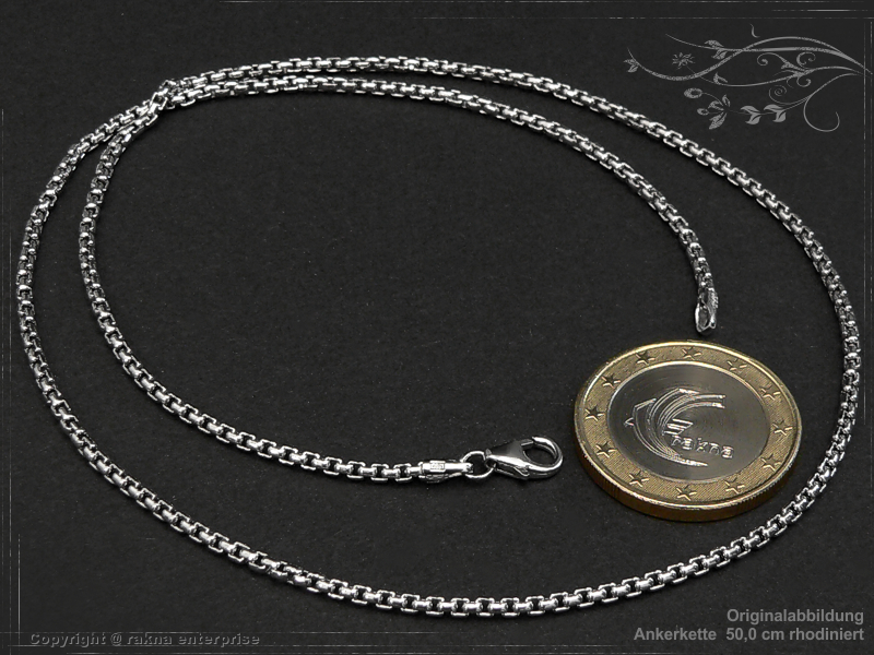 Ankerketten 925 silber 2,0mm massiv rhodiniert