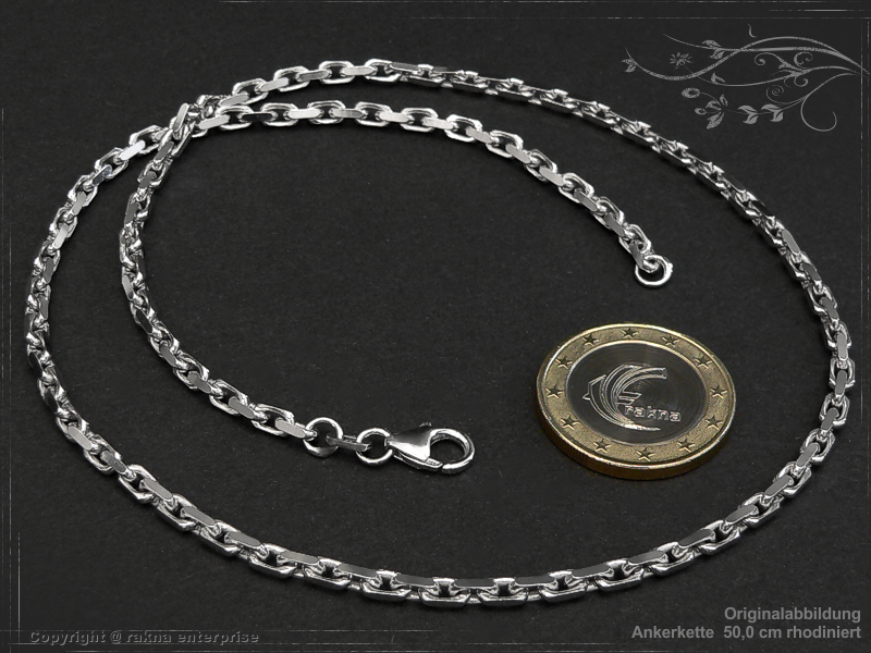 Ankerketten 925 silber 3,0mm massiv rhodiniert