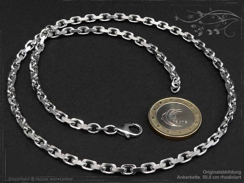 Ankerketten 925 silber 4,0mm massiv rhodiniert