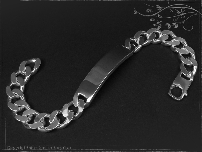 Curb chain ID engraving bracelets 925 sterling silver width 10,5mm