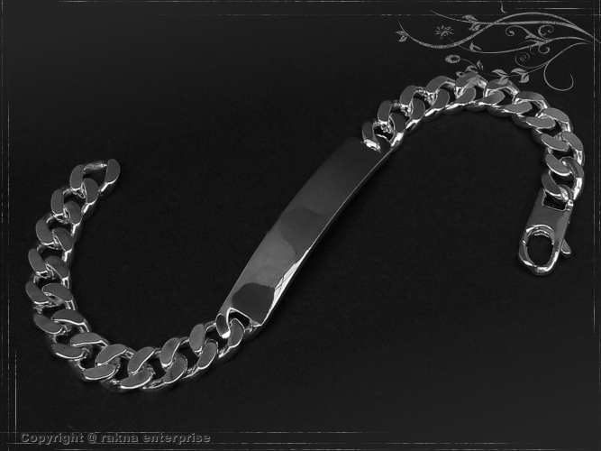 Curb chain ID engraving bracelets 925 sterling silver width 8,0mm