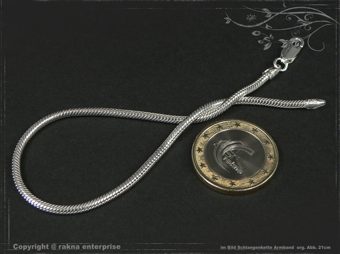 Schlangenkette Armband 2.2mm 925 Sterling Silber massiv