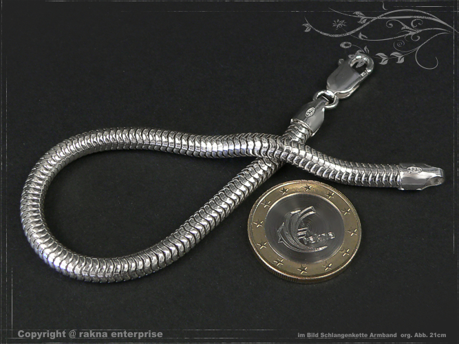 Schlangenkette Armband 925 silber 6mm massiv