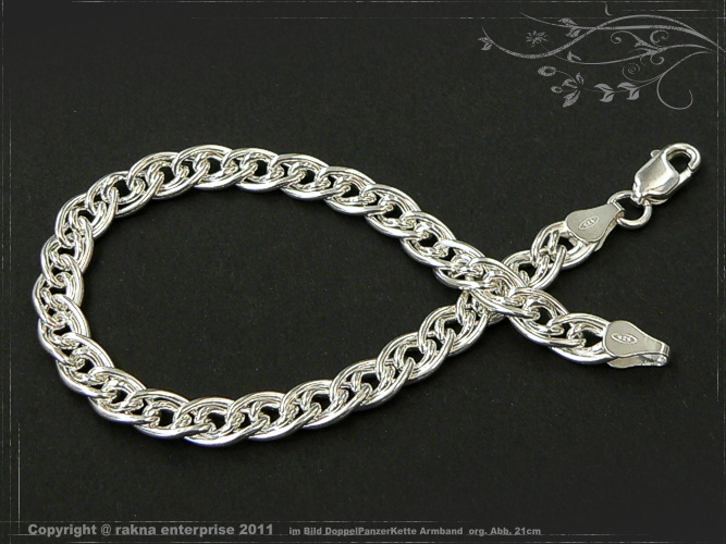 Doppel Panzerkette Armband 925 Sterling Silber Breite 7mm  massiv