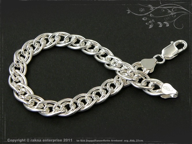 Doppel Panzerkette Armband 925 Sterling Silber Breite 8,5mm  massiv