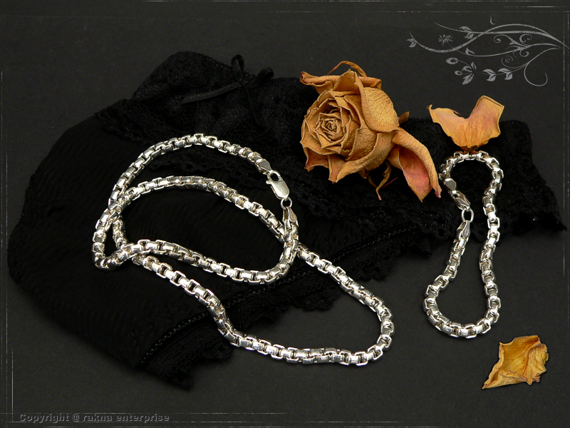 Venezia Silberkette 925 Sterling Silber Breite 5,3mm  Kombination
