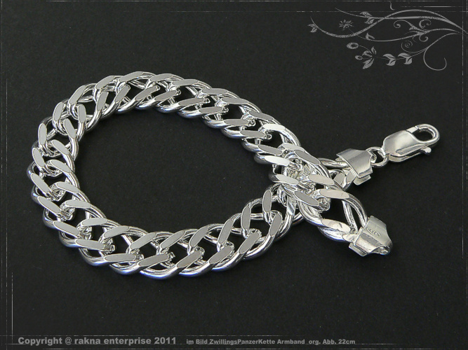 Zwillings Panzerkette Armband 925 Sterling Silber Breite 11mm  massiv