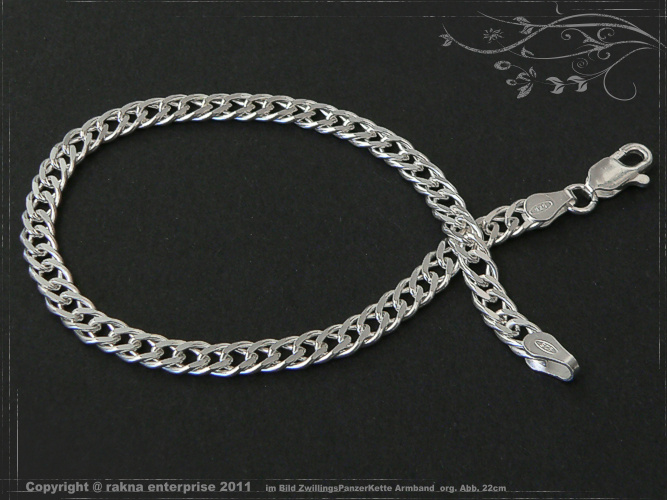 Zwillings Panzerkette Armband 925 Sterling Silber Breite 4,5mm  massiv