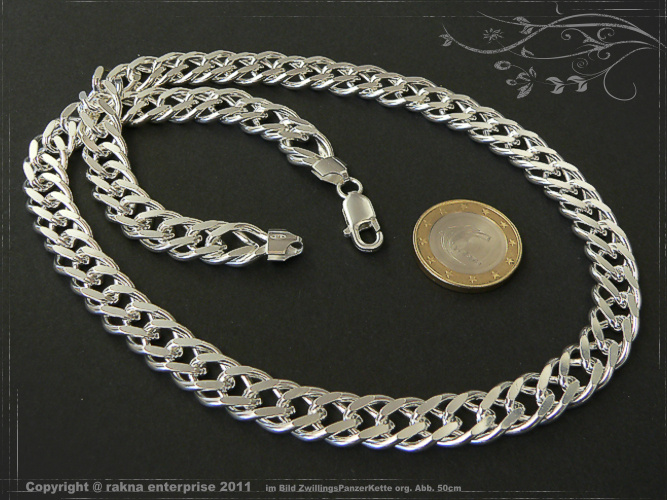 Zwillings Panzerketten 925 Sterling Silber Breite 11mm  massiv