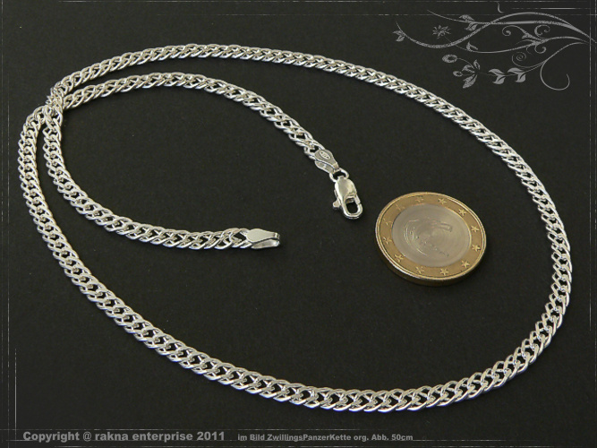 Zwillings Panzerketten 925 Sterling Silber Breite 4,5mm  massiv