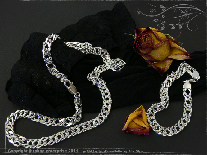 Zwillings Panzerketten 925 Sterling Silber Breite 8mm  massiv