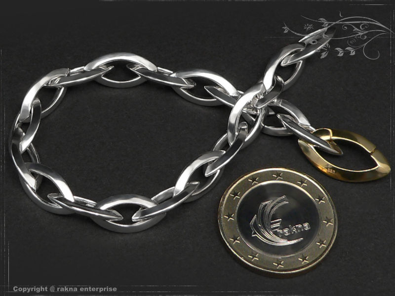 Ankerkette Armband  Navette925 silber 7.4mm massiv