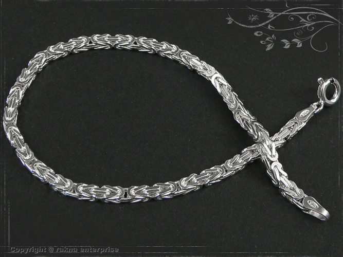 Byzantine chain bracelet 925 sterling silver width 2,5mm  massiv