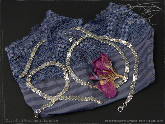 Flache Königskette Armband 925 Silber Breite 4,5mm massiv