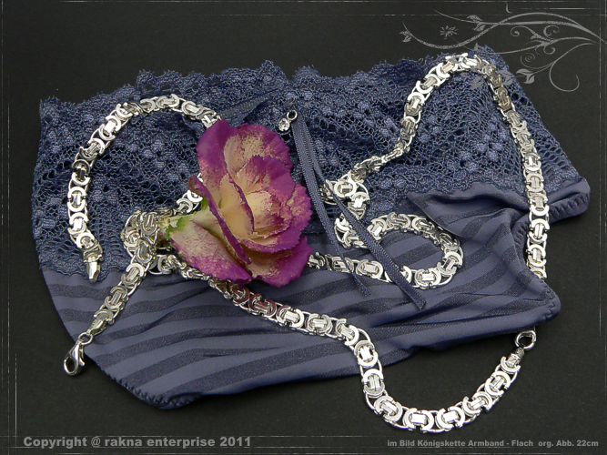 Flache Königskette Armband 925 Silber Breite 6mm massiv