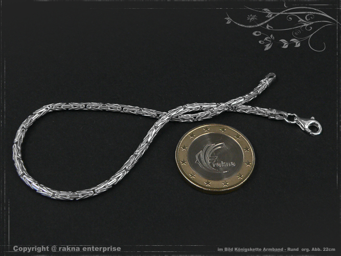 Runde Königskette Armband 925 Silber 2,3mm massiv
