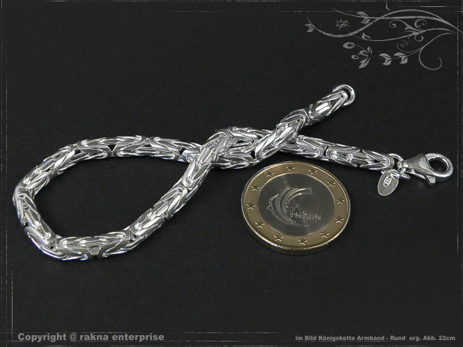 Runde Königskette Armband 925 Silber 4,0mm massiv