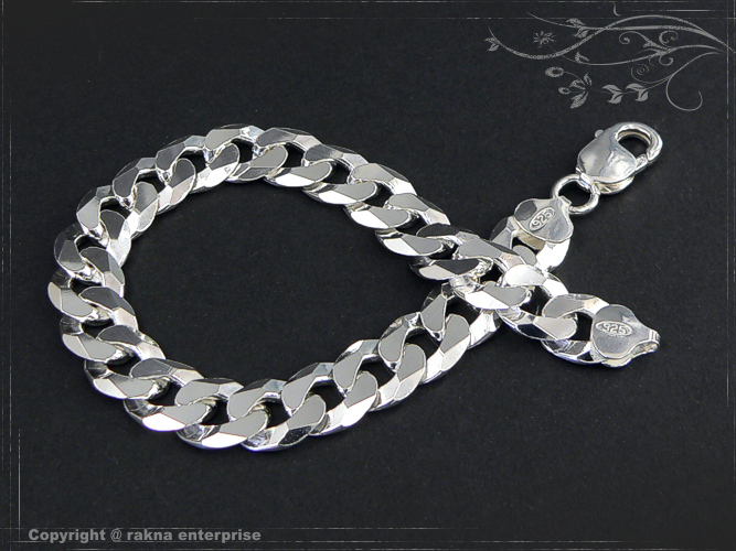 Curb chain bracelets 925 sterling silver width 10mm  massiv