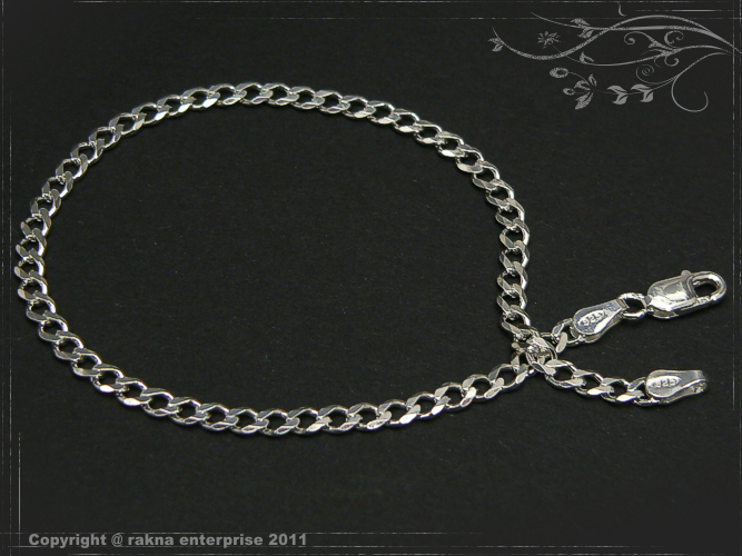 Panzerkette Armband 925 Sterling Silber Breite 3,3mm  massiv