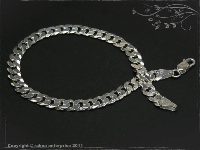 Panzerkette Armband 925 Sterling Silber Breite 6mm  massiv