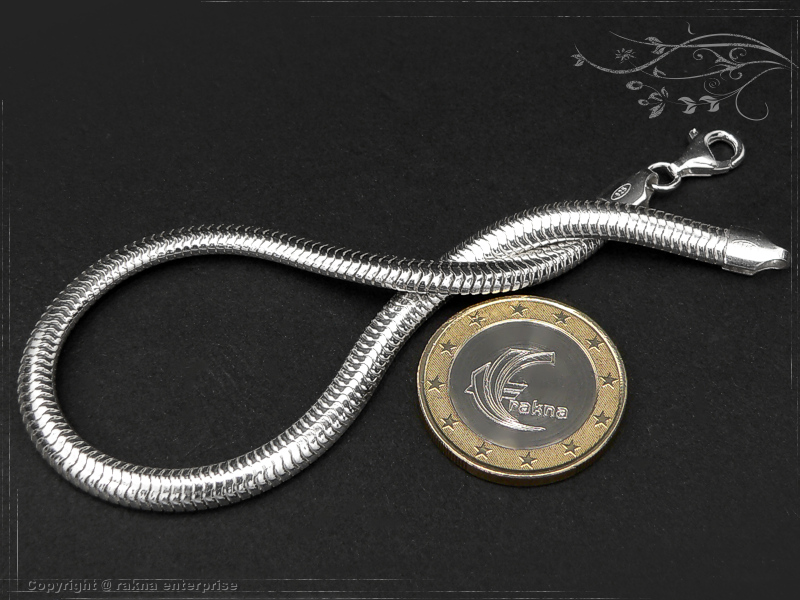Schlangenkette Armband oval 4,5mm 925 Sterling Silber massiv