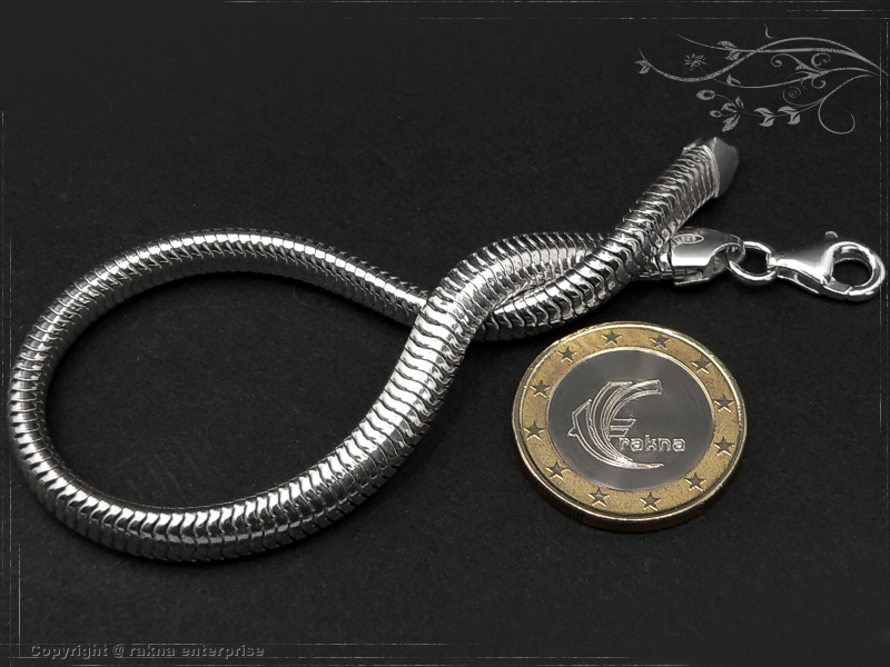 Schlangenkette Armband oval 6mm 925 Sterling Silber massiv