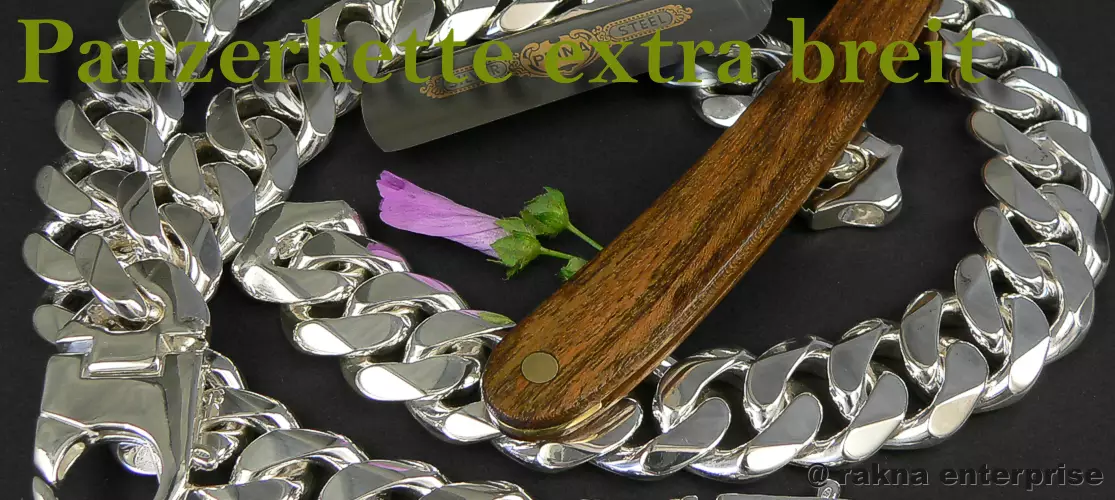 Panzerkette Silber - Extra Breit massiv 925 Sterling Silber